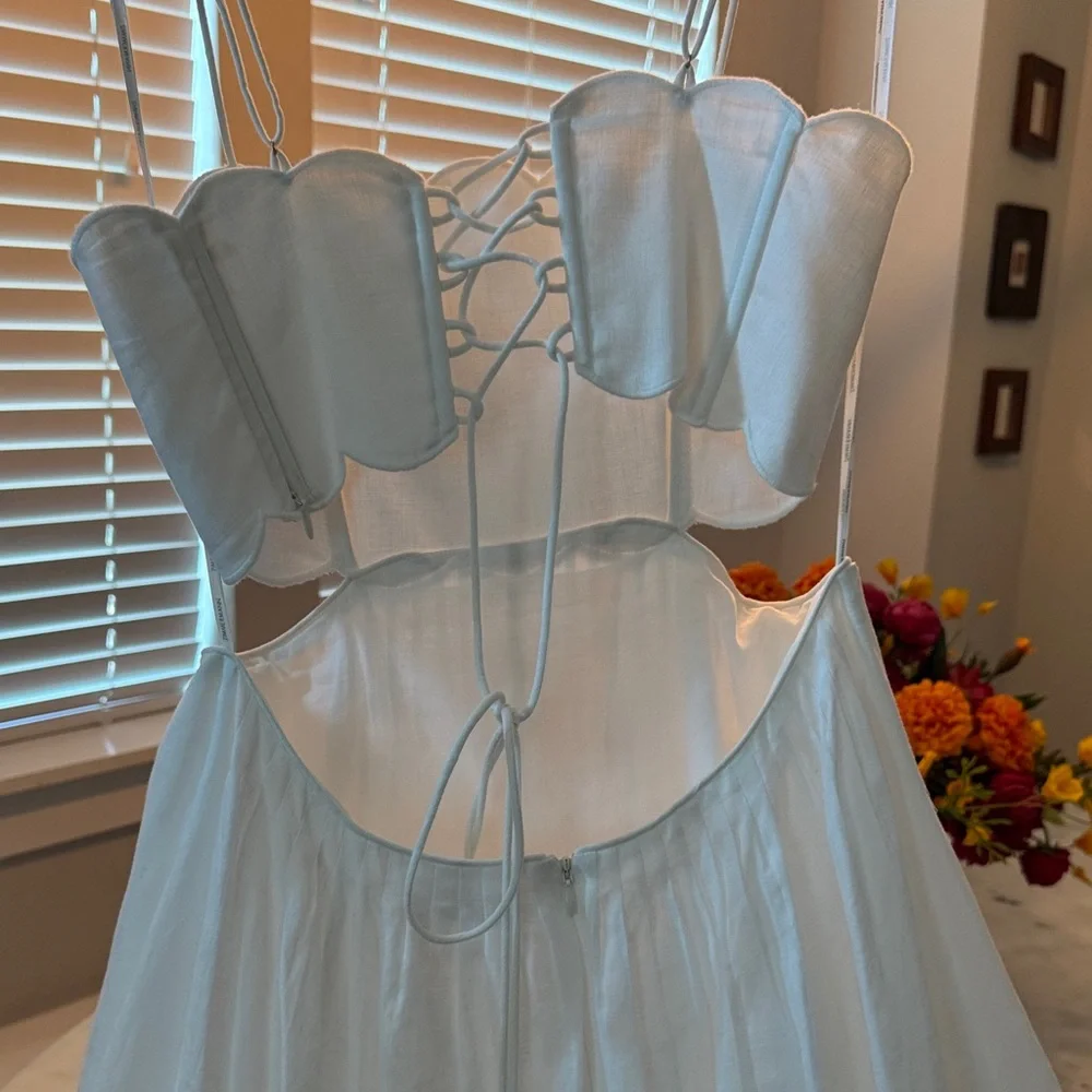 Zimmermann Rhiannon Scalloped Linen Midi Dress - Picture 14 of 15